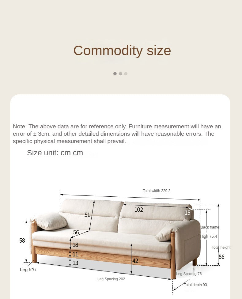 Oak Solid Wood telescopic Sofa Bed