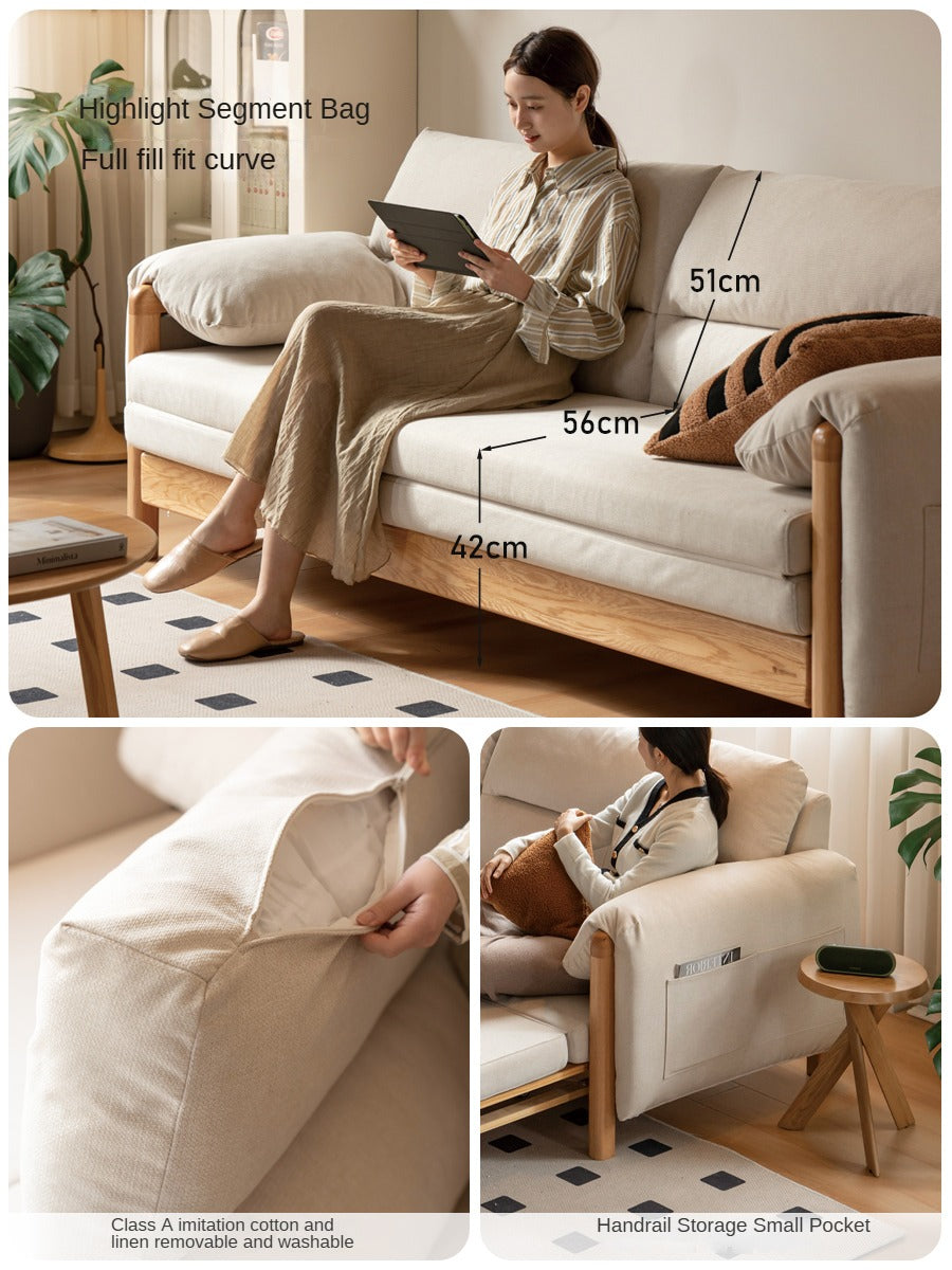 Oak Solid Wood telescopic Sofa Bed