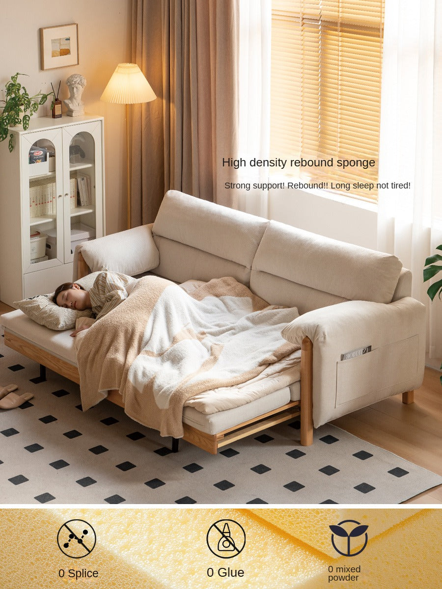 Oak Solid Wood telescopic Sofa Bed