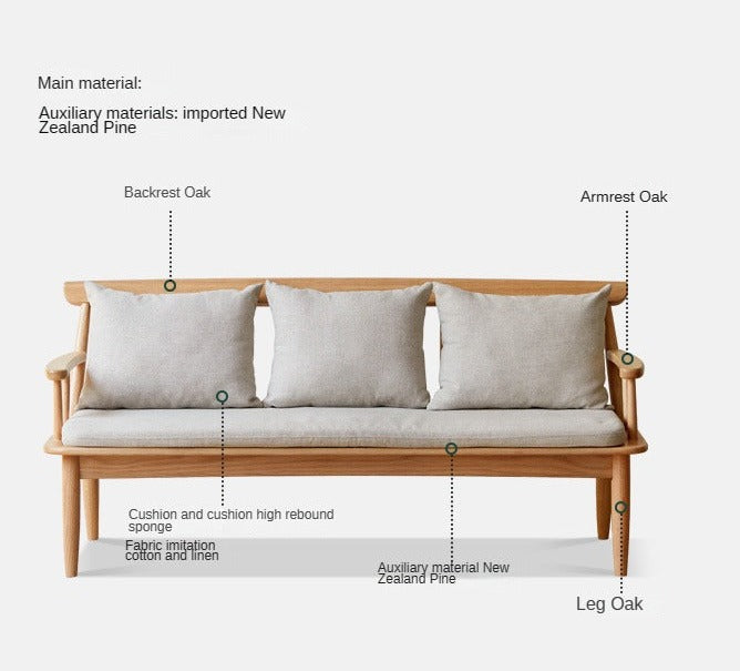 Oak Solid Wood Windsor Sofa Winter/Summer Dual Use