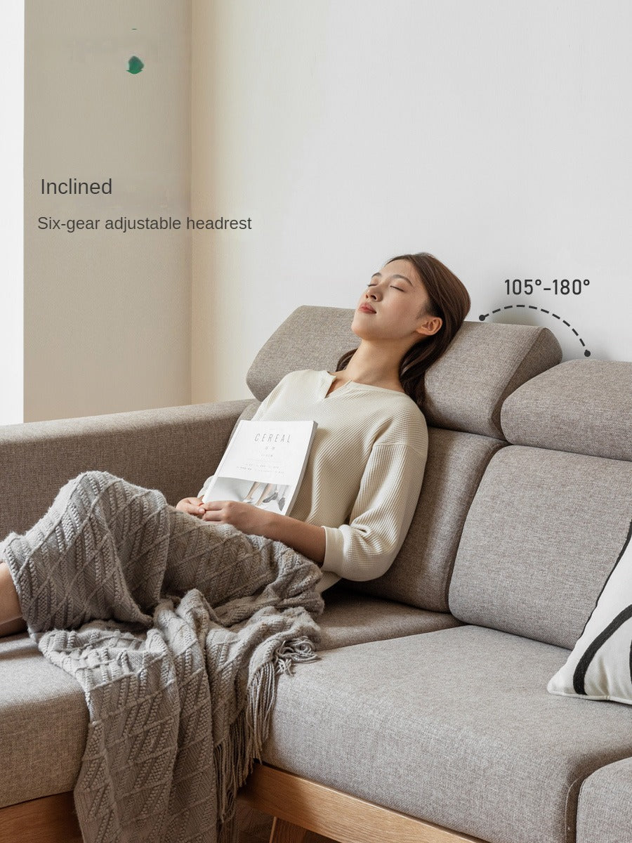 Oak, Ash Solid Wood Sofa with Adjustable Backrest