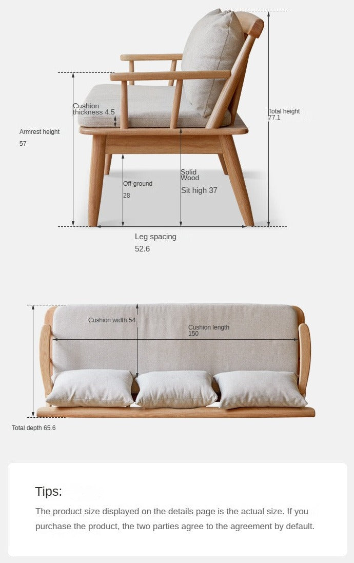 Oak Solid Wood Windsor Sofa Winter/Summer Dual Use