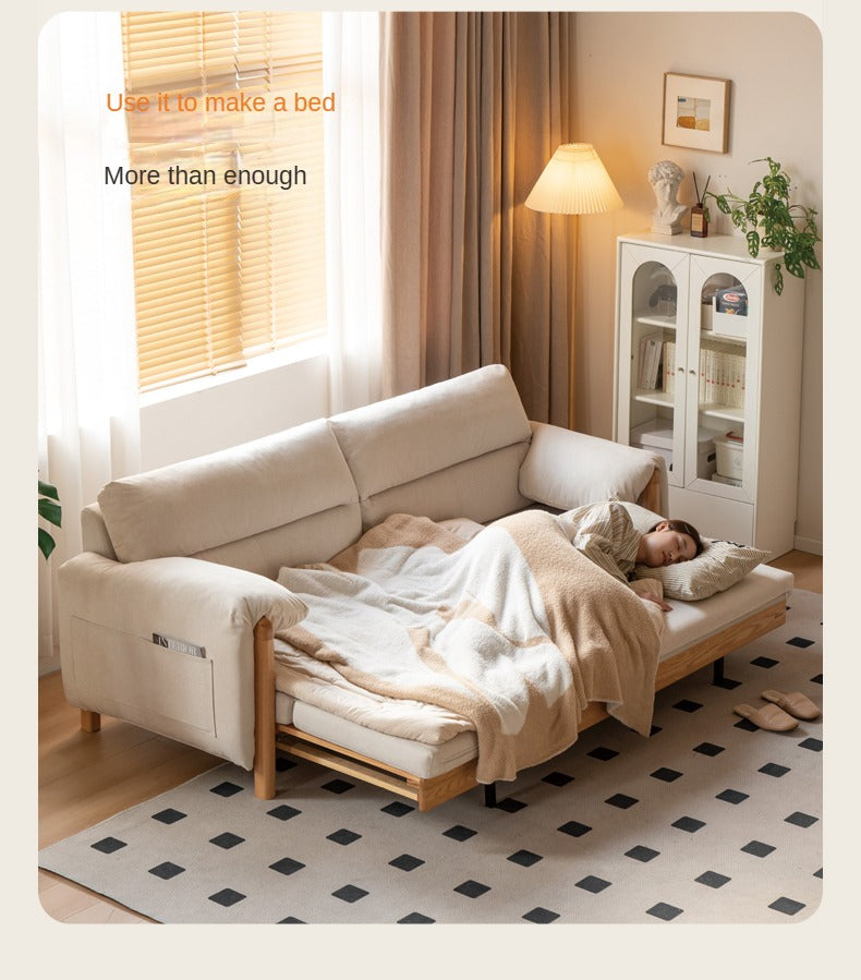 Oak Solid Wood telescopic Sofa Bed