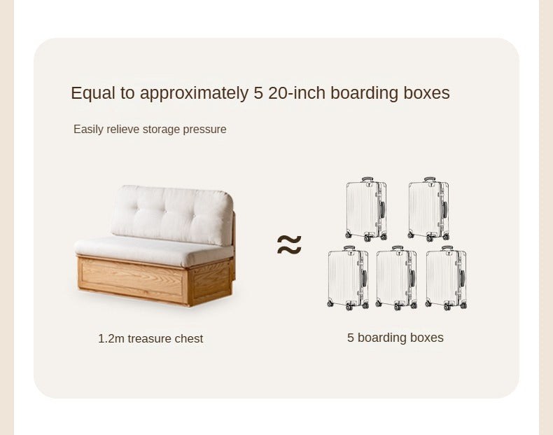 Oak Solid Wood Storage Bench Sofa, Card Seat