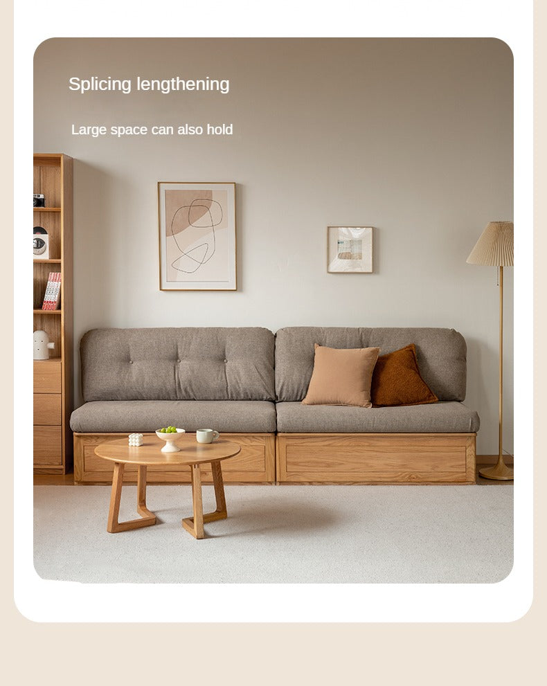Oak Solid Wood Storage Bench Sofa, Card Seat