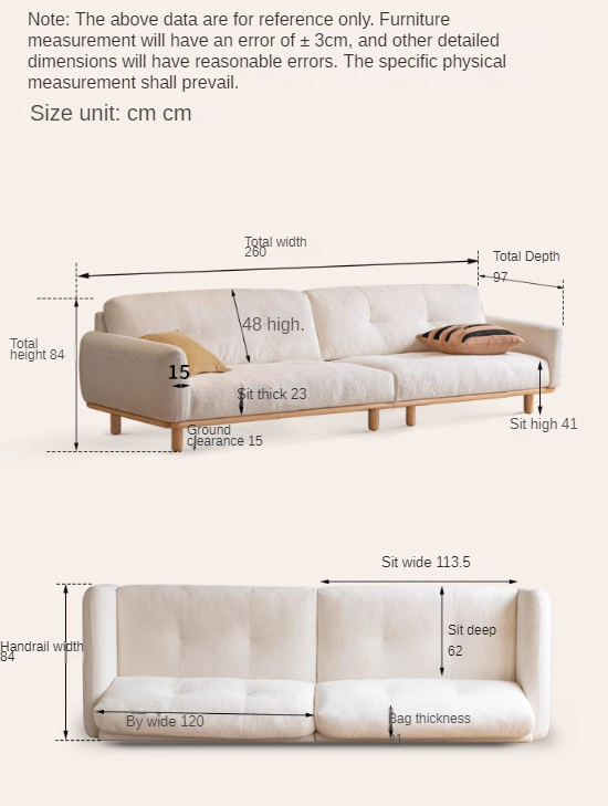 White Cream Upholstered Sofa