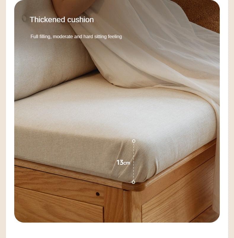 Oak Solid Wood Storage Bench Sofa, Card Seat
