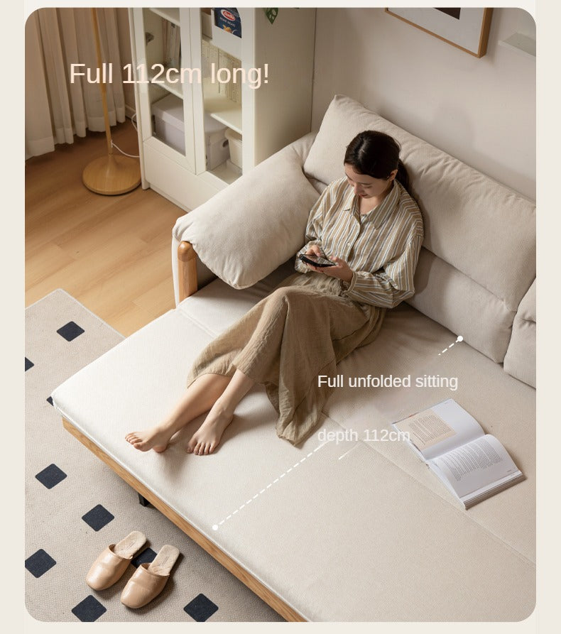 Oak Solid Wood telescopic Sofa Bed