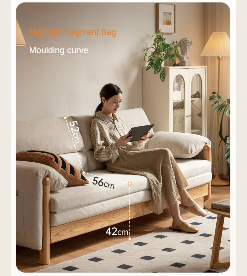 Oak Solid Wood telescopic Sofa Bed