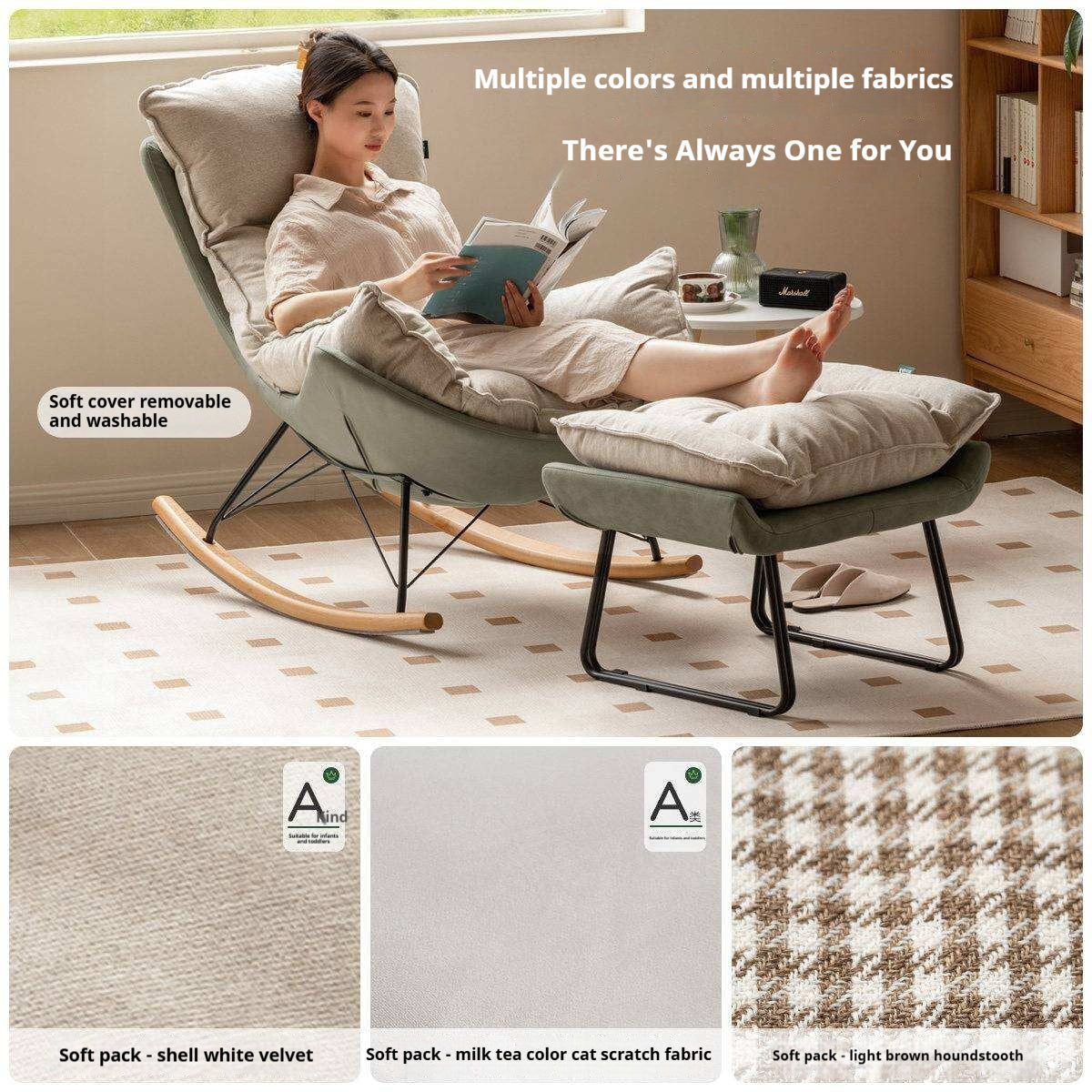 Oak Solid Wood, Fabric Sofa Footstool, Changing Stool