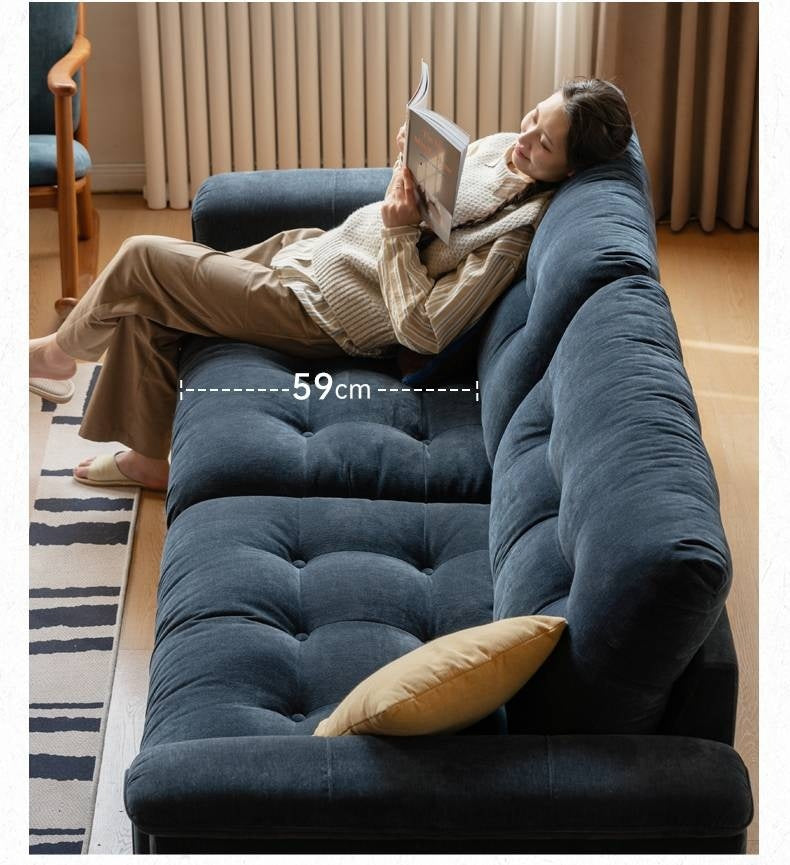 Retro High-Back Chenille Sofa