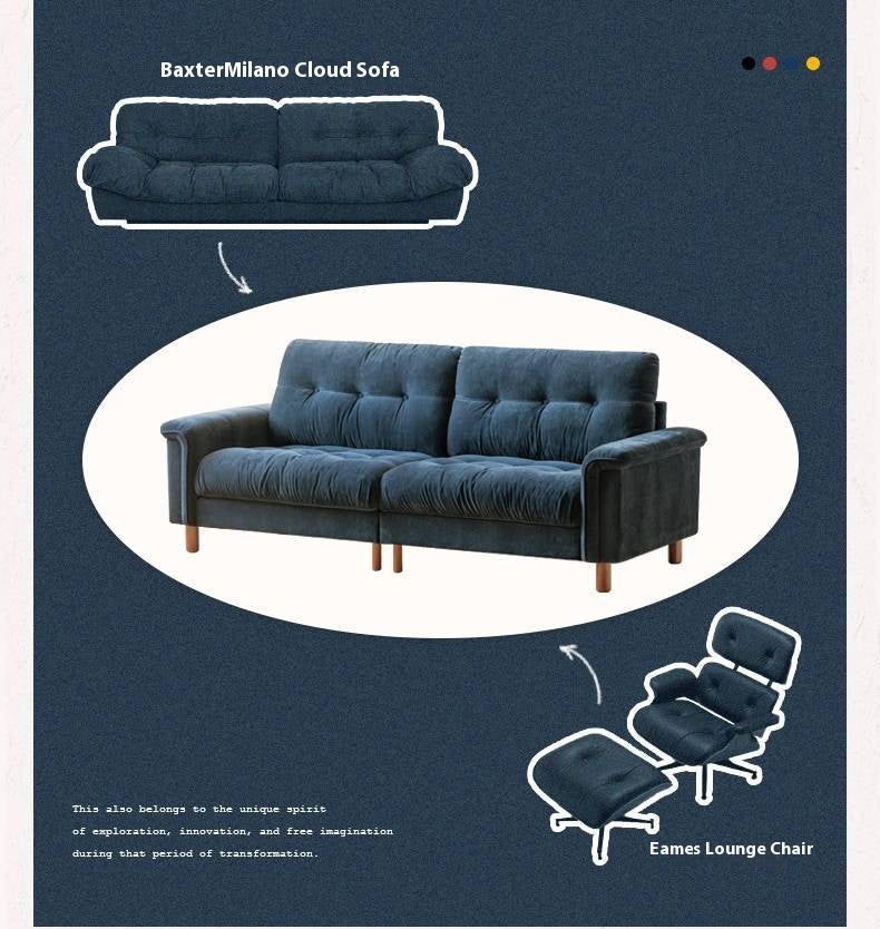 Retro High-Back Chenille Sofa